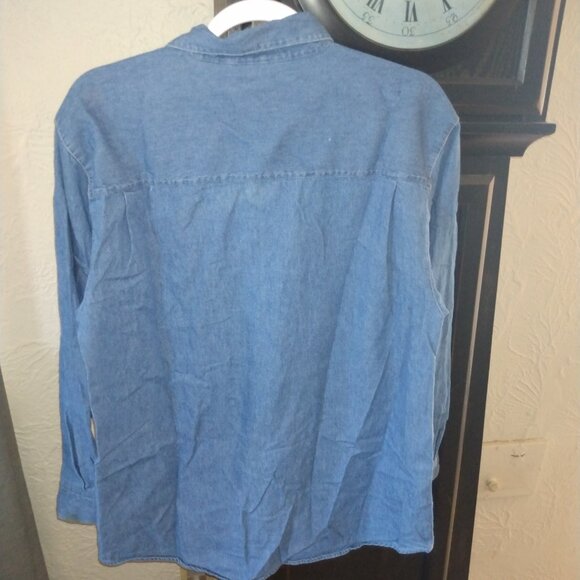 Vintage Jean Shirt Christmas Embroidered Women’s Sz M By Ninon de Lenclos - Picture 2 of 7